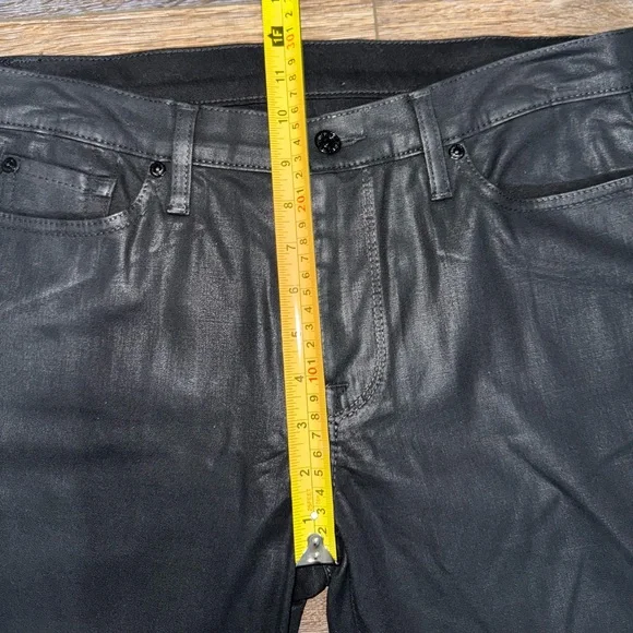 For All Mankind Womens High Rise Coated Slim Wide Leg Jeans Size 32 in Black🖤 - Picture 9 of 11